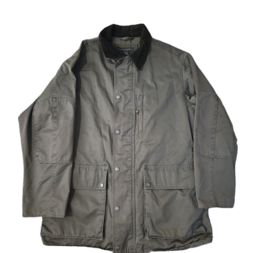 Banana Republic Jacket Coat Mens M Green Workwear Chore Button Corduroy Collar